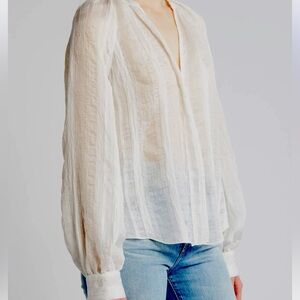 Veronica Beard White Sheer Blouse